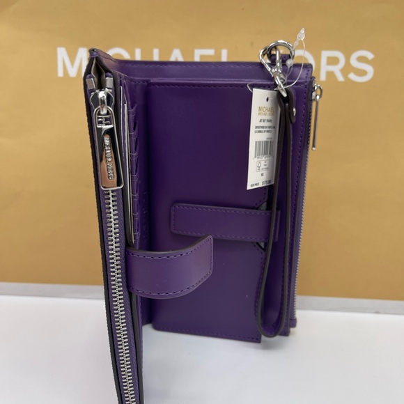 MICHAEL KORS Jet Set Large Ombré Signature Logo Double Zip Wristlet Phone Holder - Picture 13 of 16